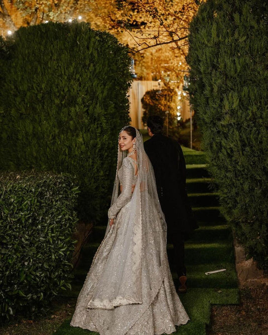 Faraz Manan style — Mairaz silver grey bridal lehenga reference, view 2 of 3