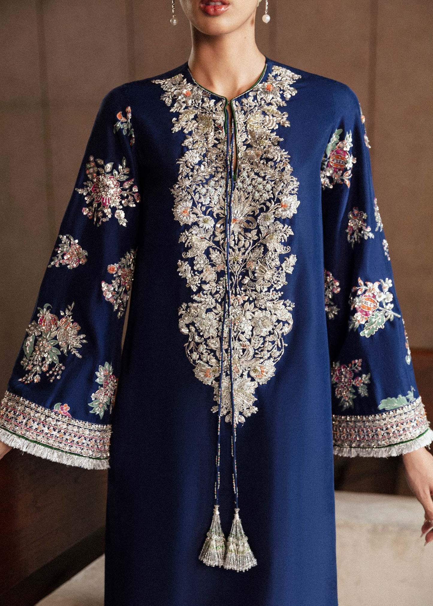 Hussain Rehar Saxe style — Mairaz navy blue kurta set reference, view 3 of 6