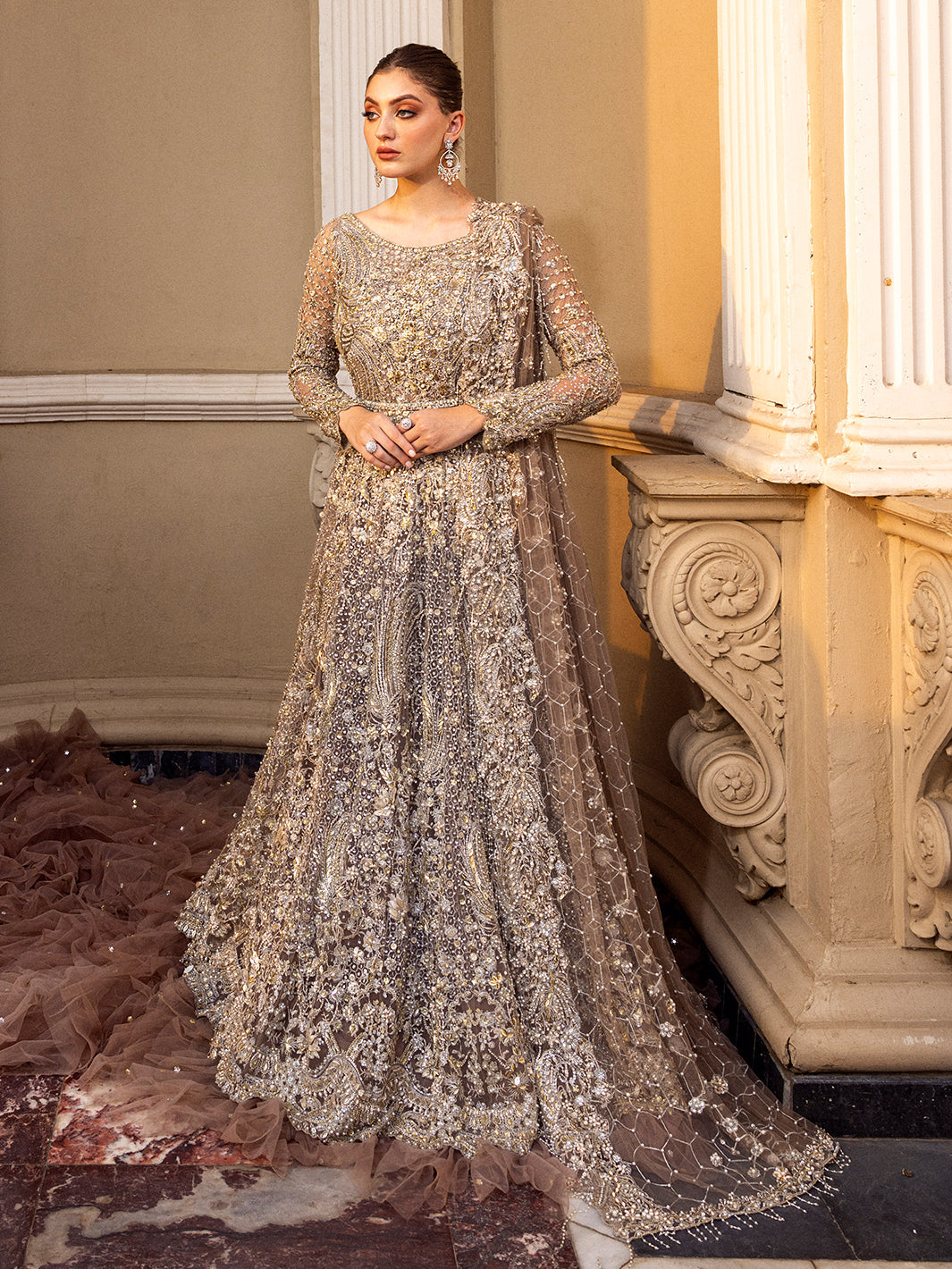 Epoque Chartreuse Silver-grey with muted peach accents — full front, design reference