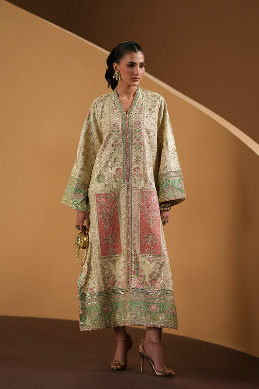 Ethnc Antique White embroidered kaftan style full outfit reference