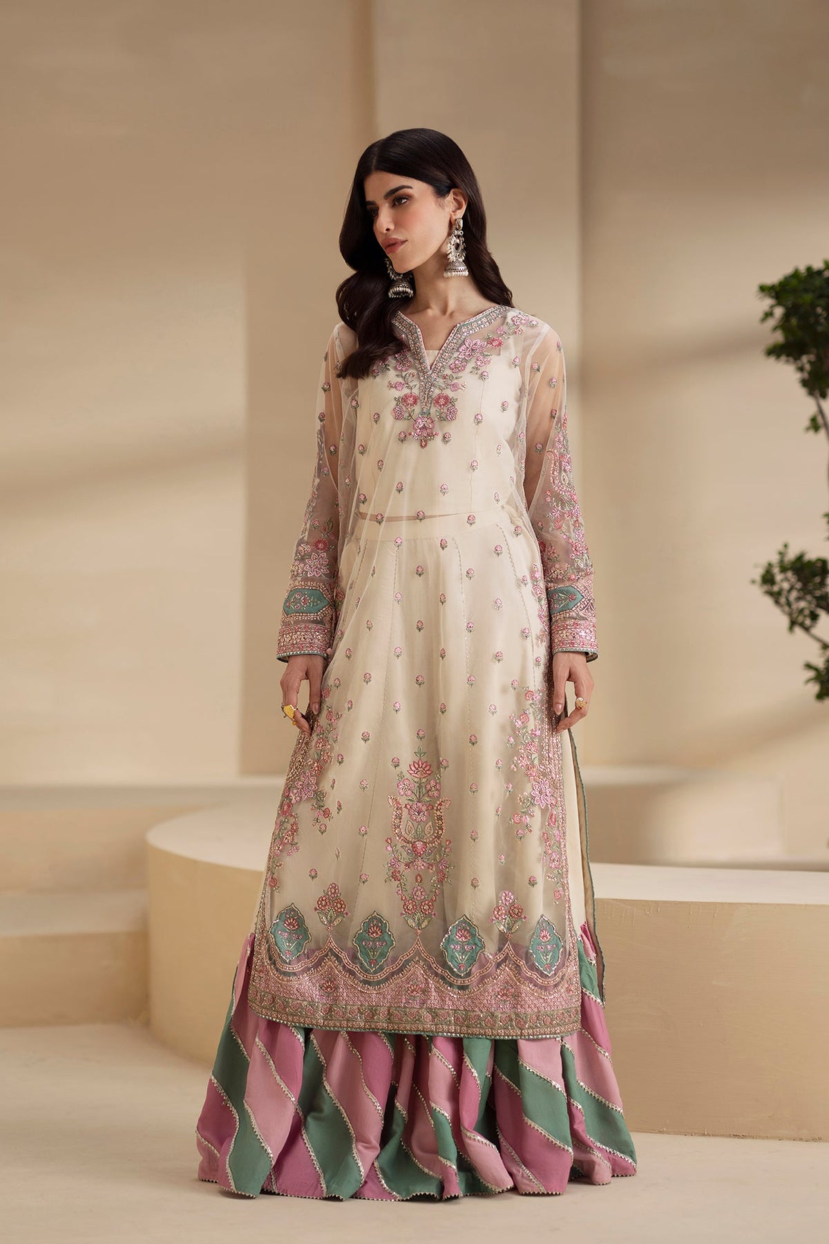 Ethnc Coconut Milk embroidered gharara style full outfit reference