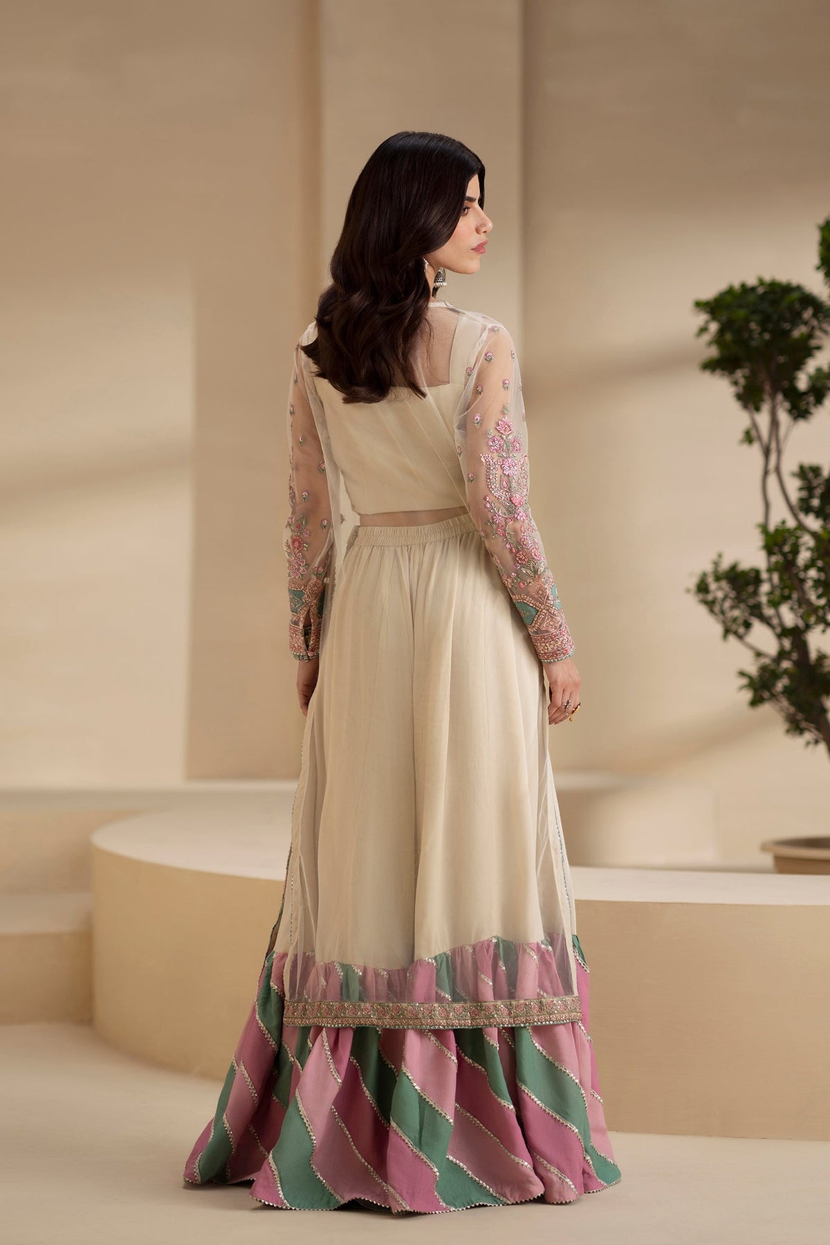 Ethnc Coconut Milk gharara embroidery detail
