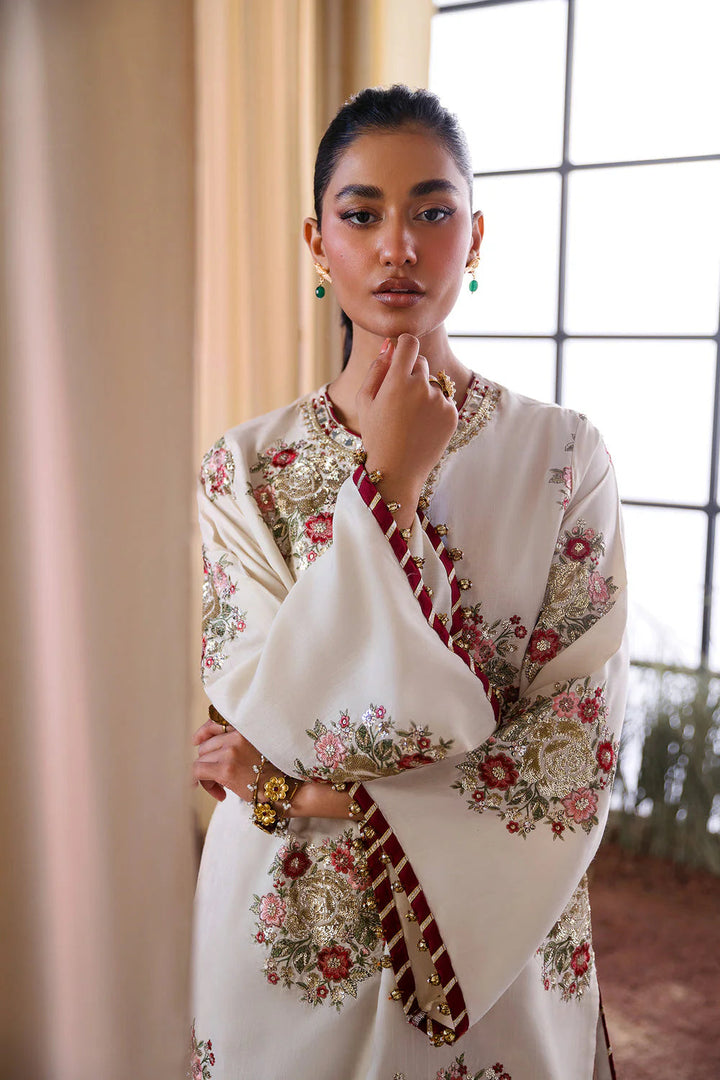 Ethnc Off White embroidered silk side view