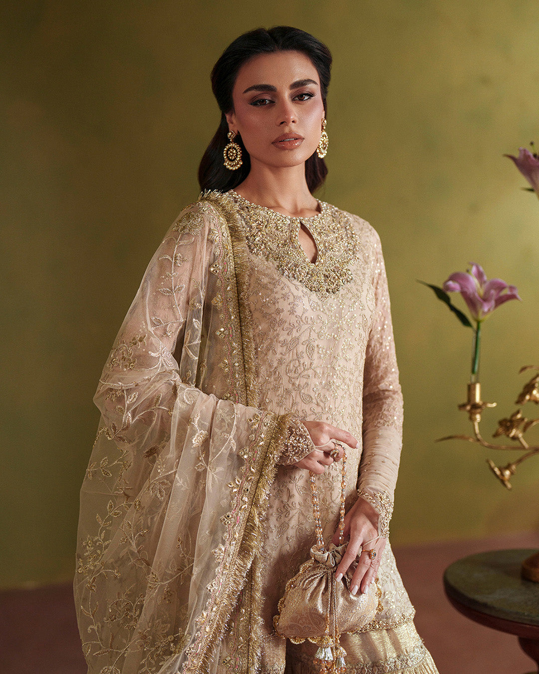 Faiza Saqlain Asfoureh Style by Mairaz, soft gold formal alternate view 4