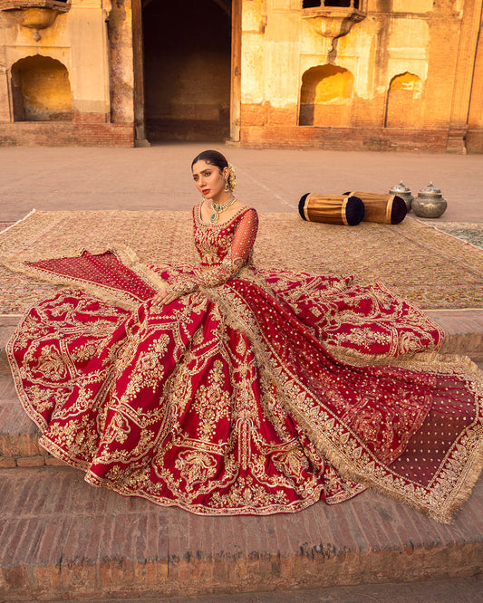 Faiza Saqlain Arusa Style — Mairaz Red Lehenga Choli