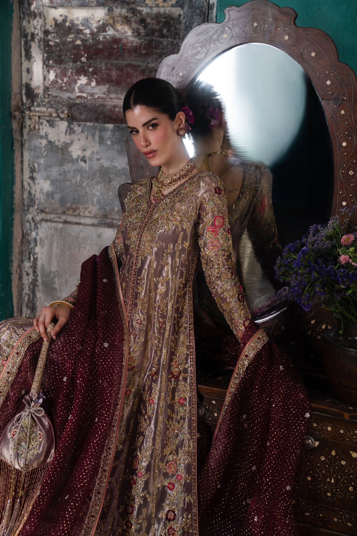 Farah and Fatima Inaya Style handcrafted floral shirt close-up