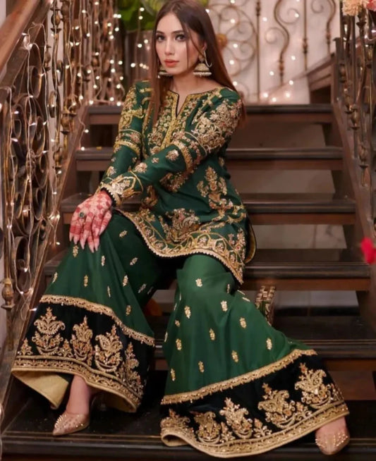 Sehrish Nadeem Style — Mairaz Bottle Green Sharara