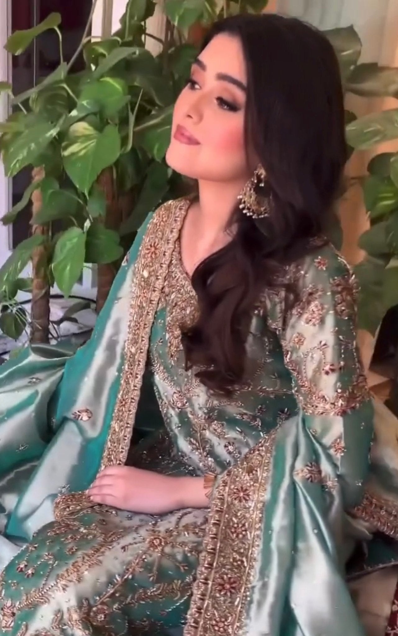 Haris Shakeel – Lama Series Aqua Teal Style, full outfit view 2