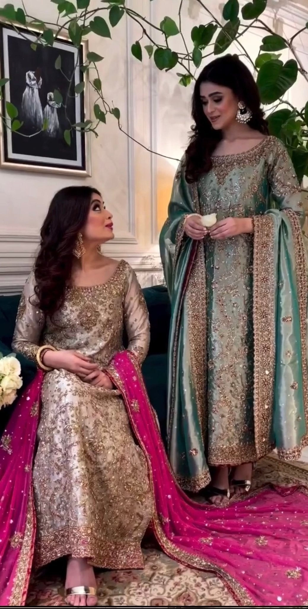 Haris Shakeel – Lama Series Aqua Teal Style, full outfit view 3