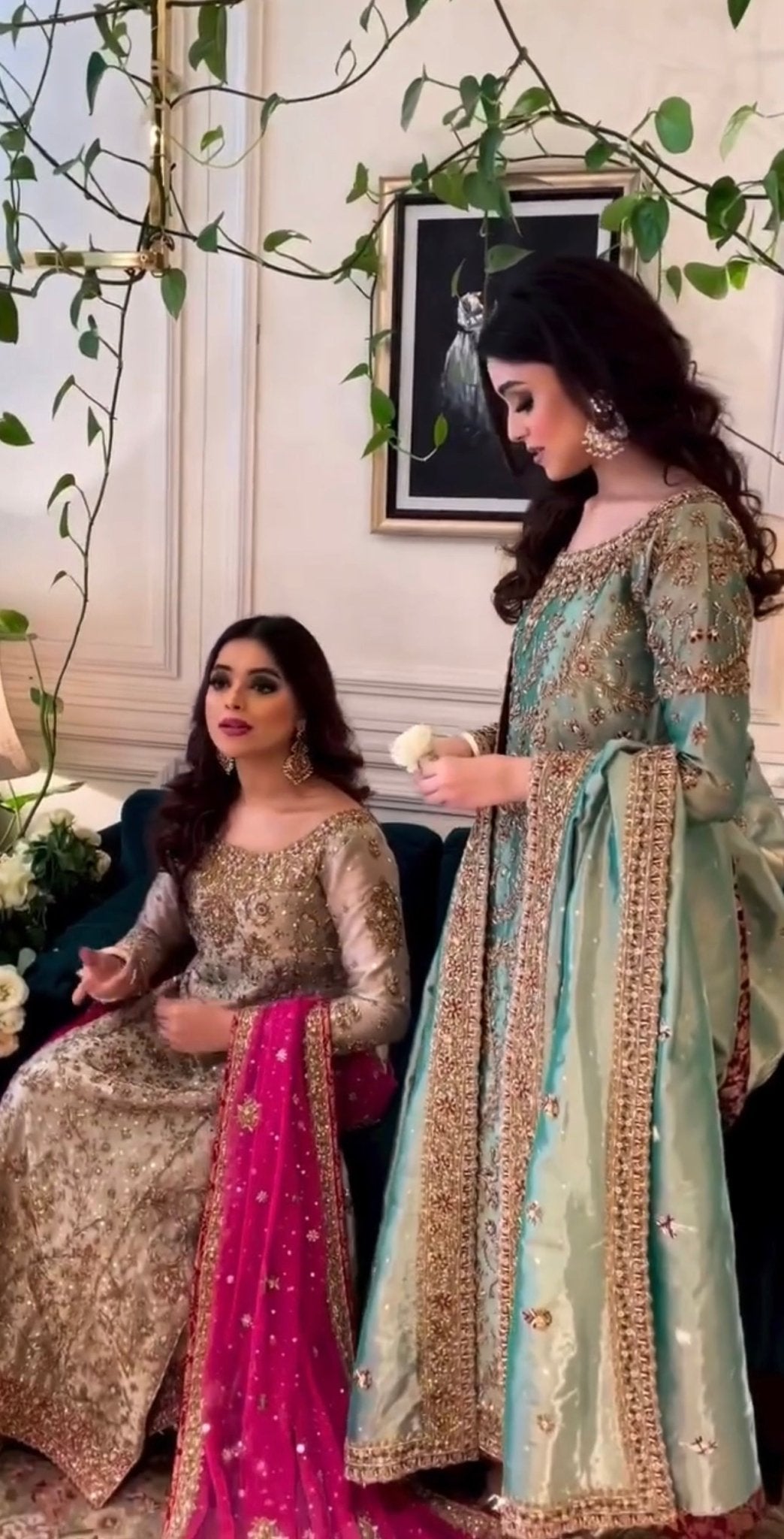 Haris Shakeel – Lama Series Aqua Teal Style, full outfit view 4