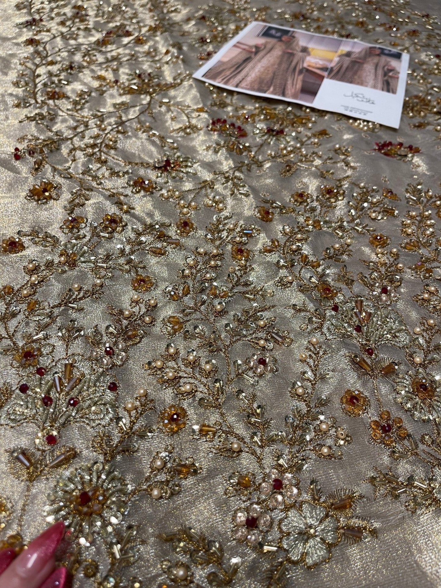 Haris Shakeel – Maharani Ivory Gold Style, embroidery and fabric detail 3
