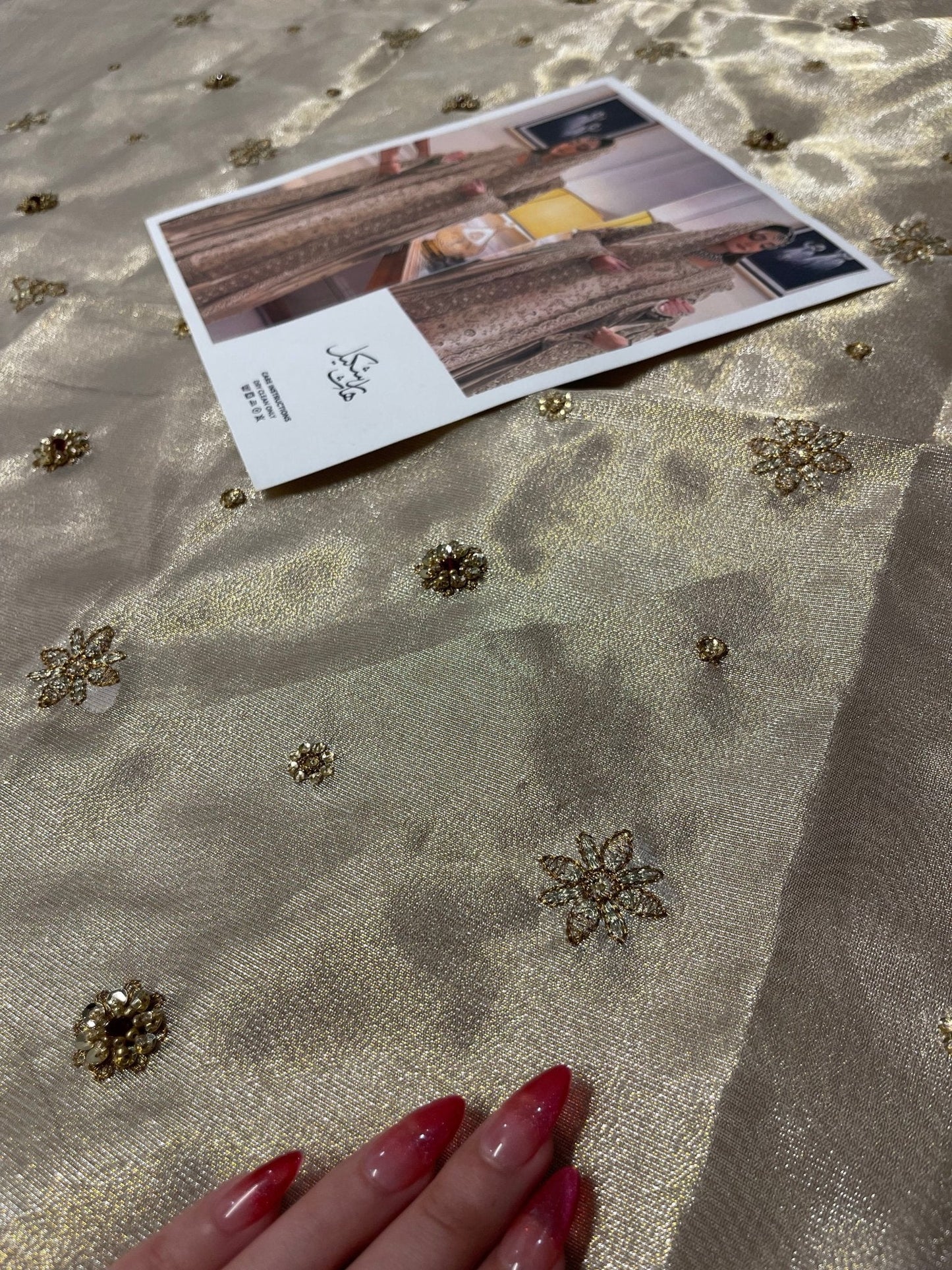 Haris Shakeel – Maharani Ivory Gold Style, embroidery and fabric detail 13