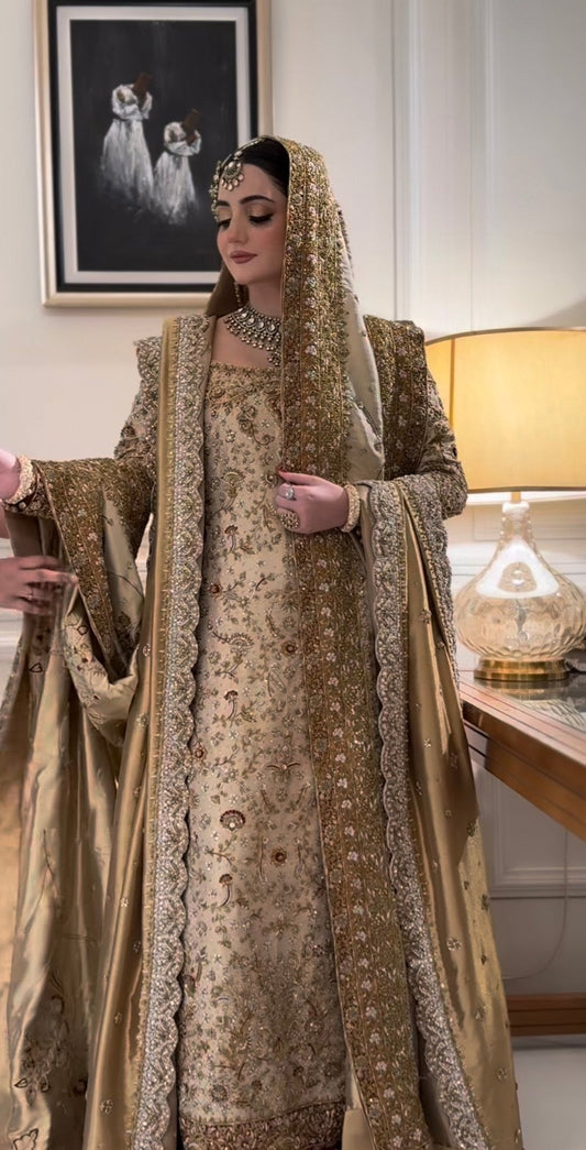 Haris Shakeel – Maharani Ivory Gold Style, full front view