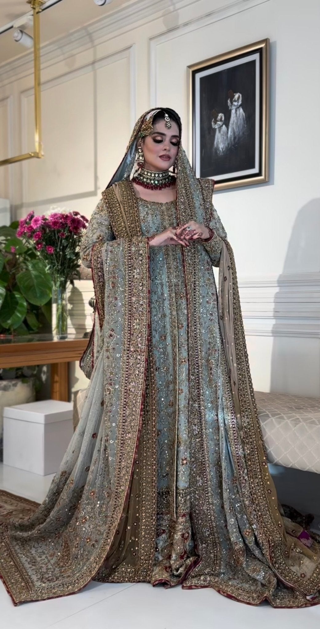 Haris Shakeel – Maharani Light Cinderella Blue Style, full outfit view 2