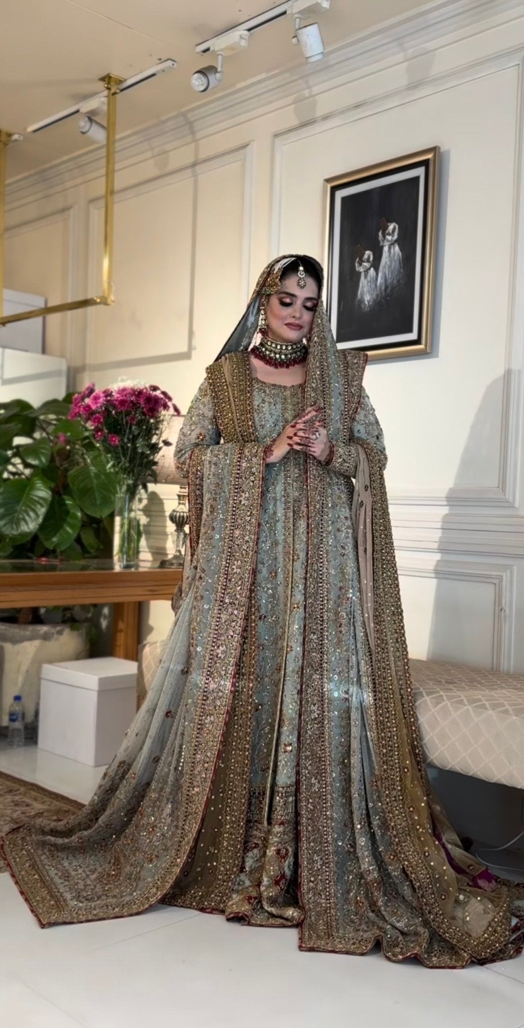 Haris Shakeel – Maharani Light Cinderella Blue Style, full outfit view 3