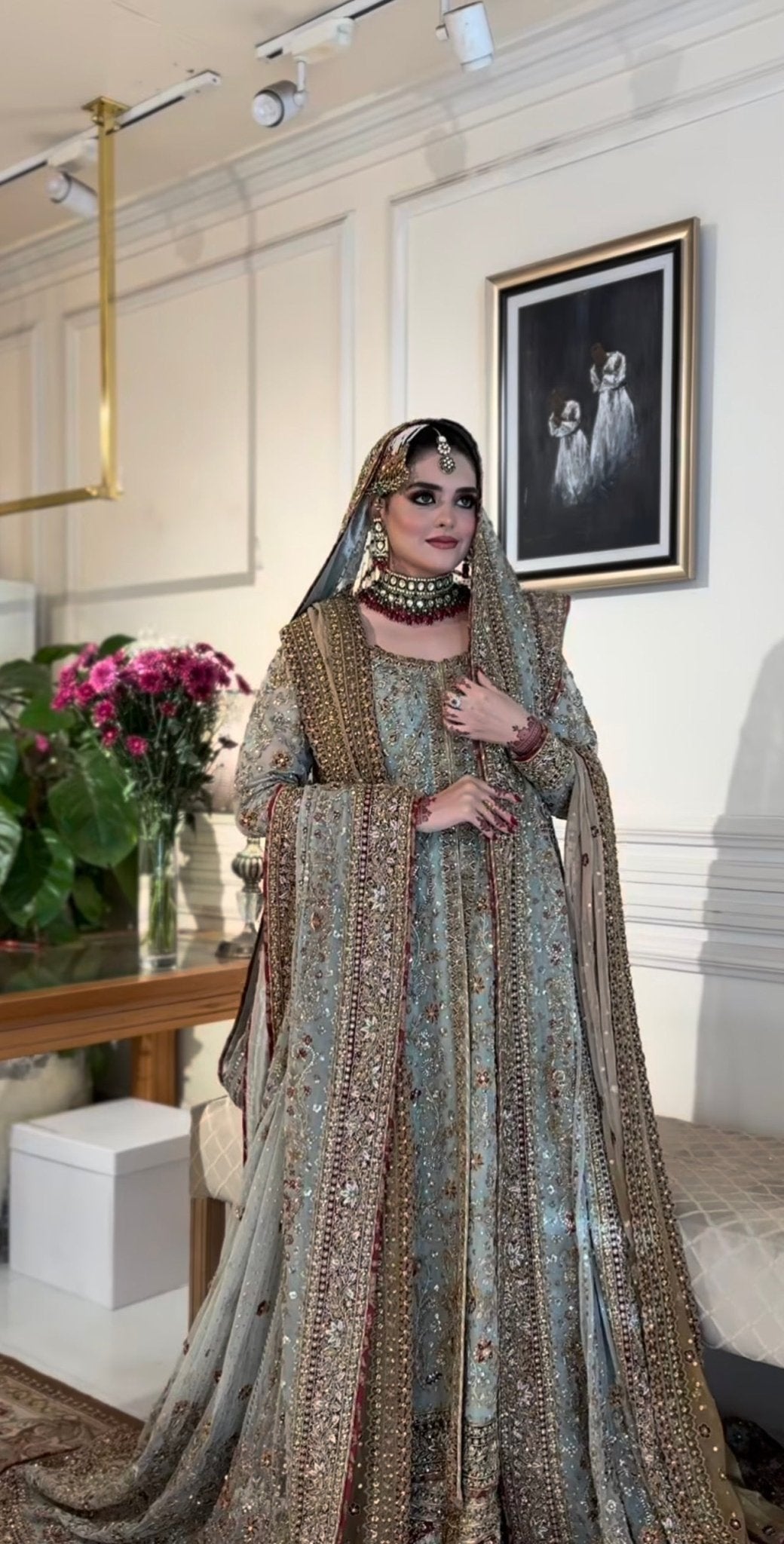 Haris Shakeel – Maharani Light Cinderella Blue Style, full outfit view 4