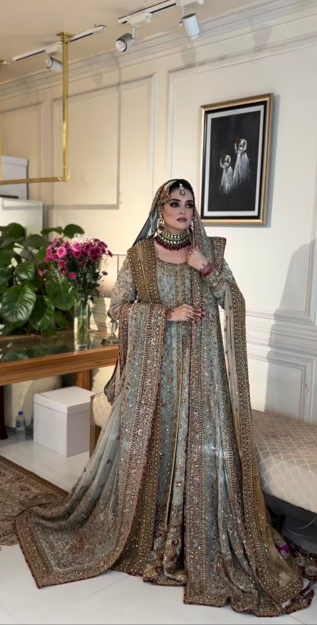 Haris Shakeel – Maharani Light Cinderella Blue Style, full front view