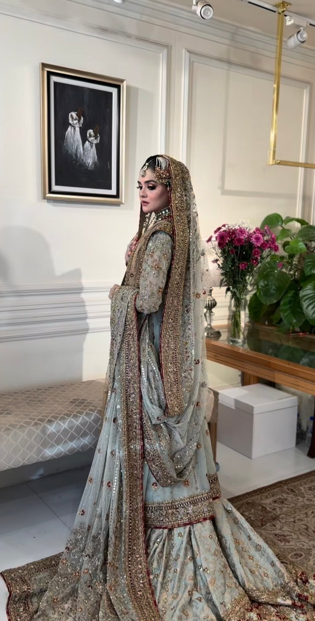 Haris Shakeel – Maharani Light Cinderella Blue Style, full outfit view 7