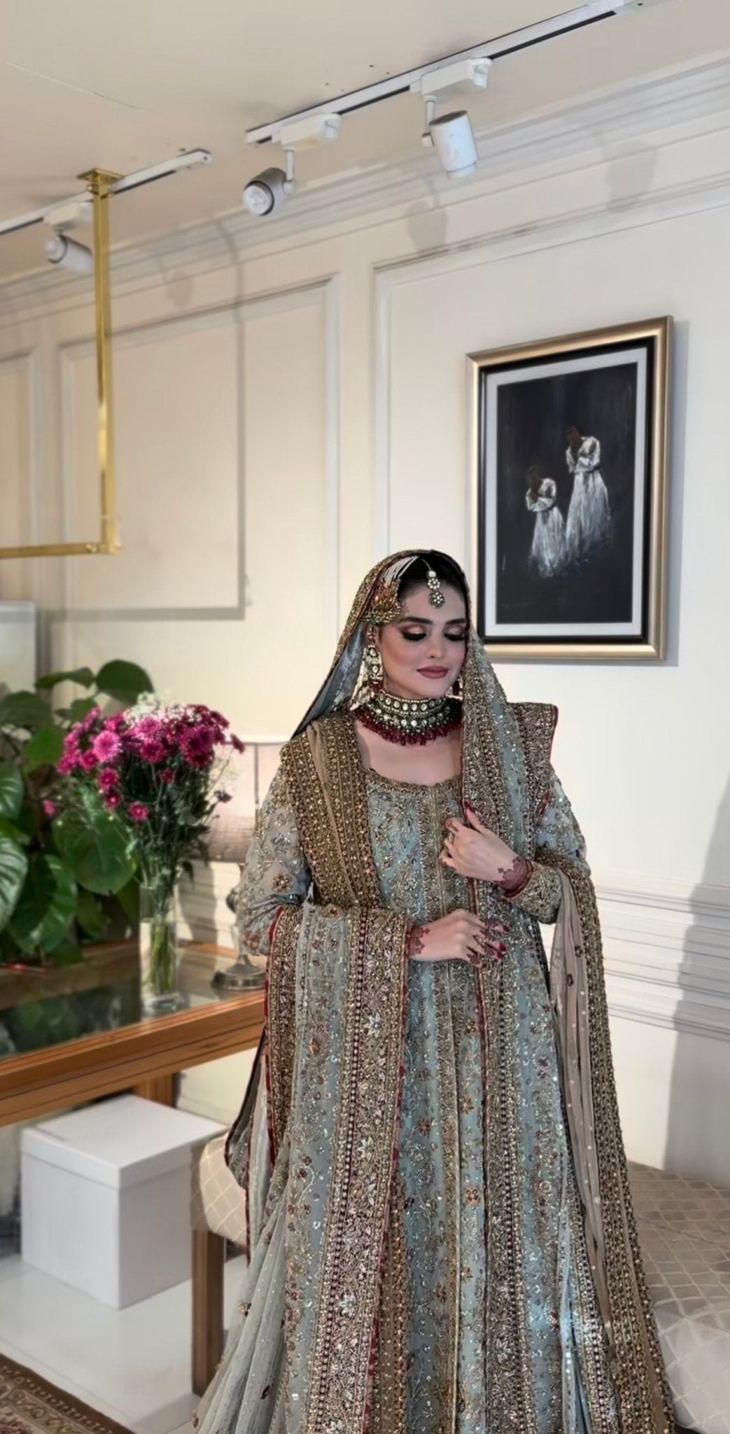 Haris Shakeel – Maharani Light Cinderella Blue Style, full outfit view 6