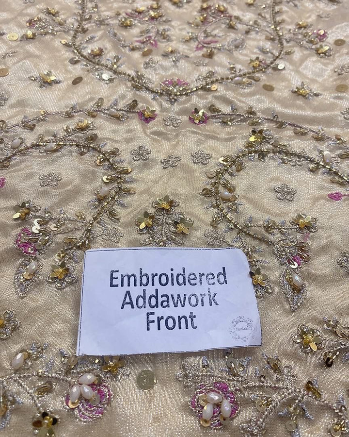 Haris Shakeel Mesuri Style gold and pink formal suit detail view 6