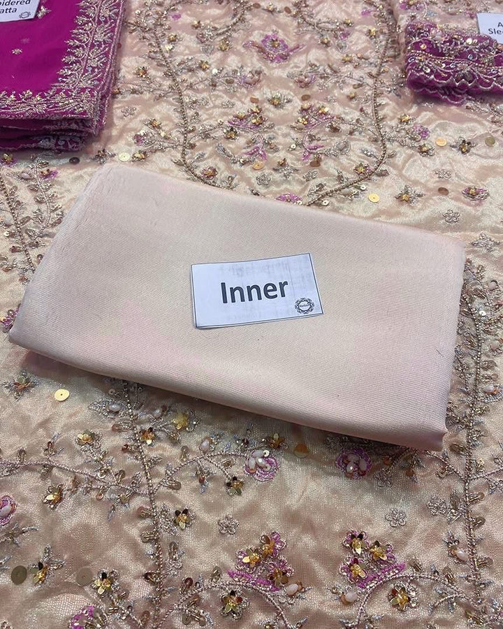Haris Shakeel Mesuri Style gold and pink formal suit detail view 9