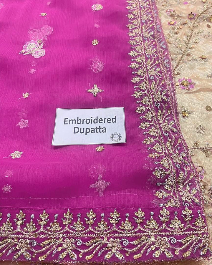 Haris Shakeel Mesuri Style gold and pink formal suit detail view 11