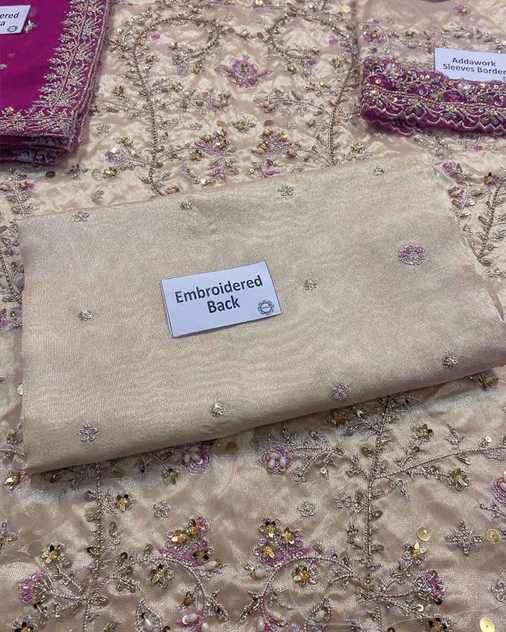 Haris Shakeel Mesuri Style gold and pink formal suit detail view 12