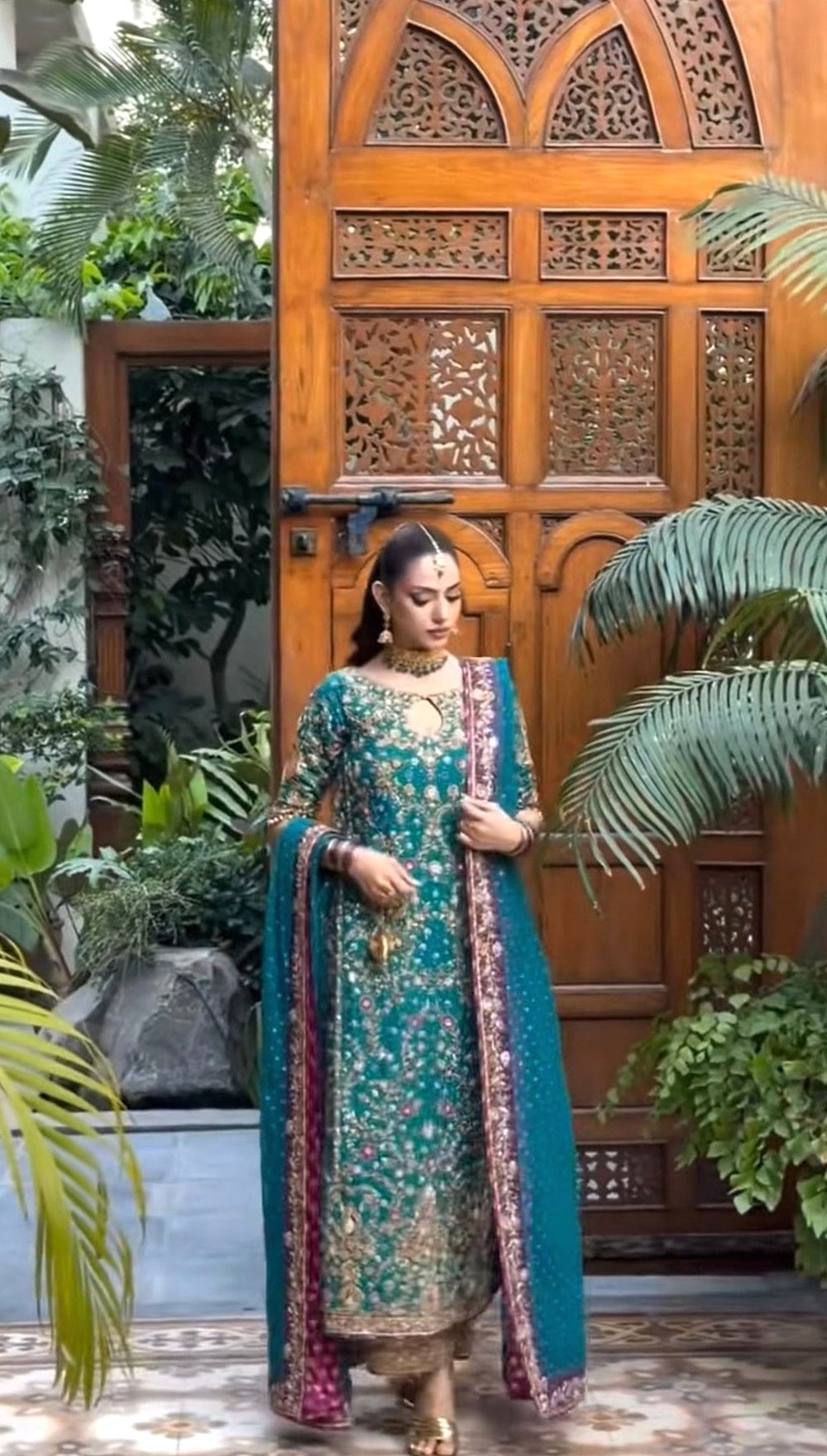 Peacock Teal Style front model view