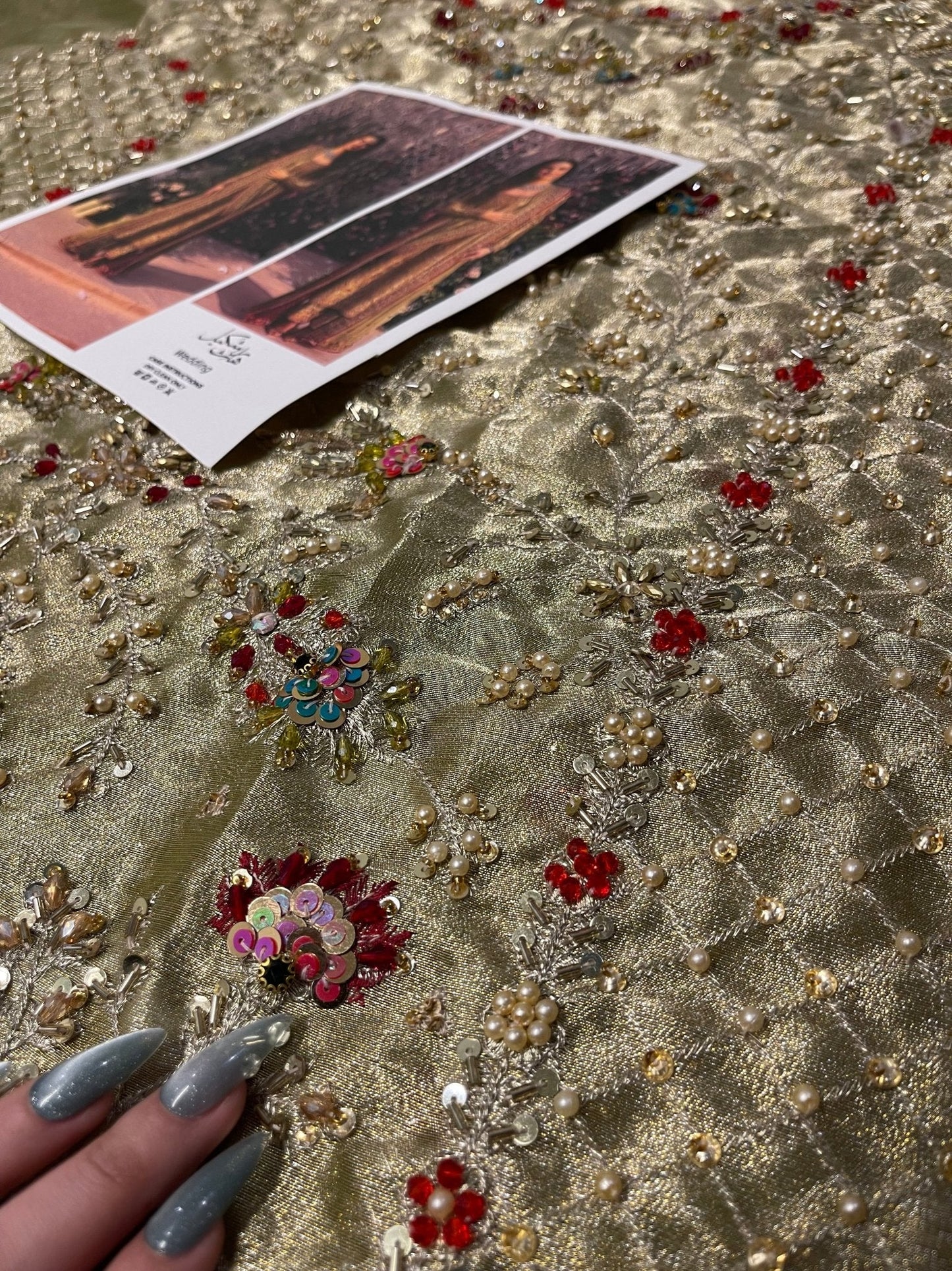 Haris Shakeel – Pistachio Style, embroidery and fabric detail 5