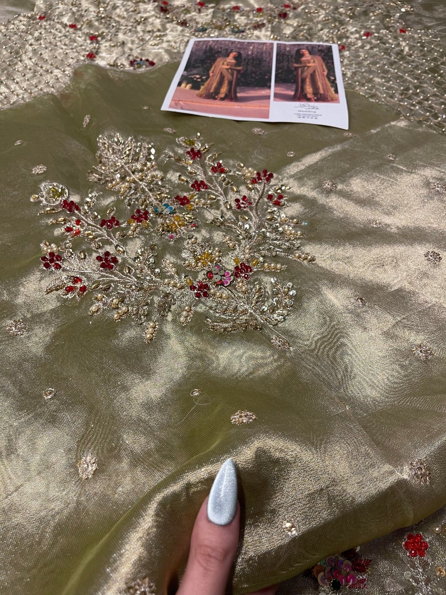 Haris Shakeel – Pistachio Style, embroidery and fabric detail 7
