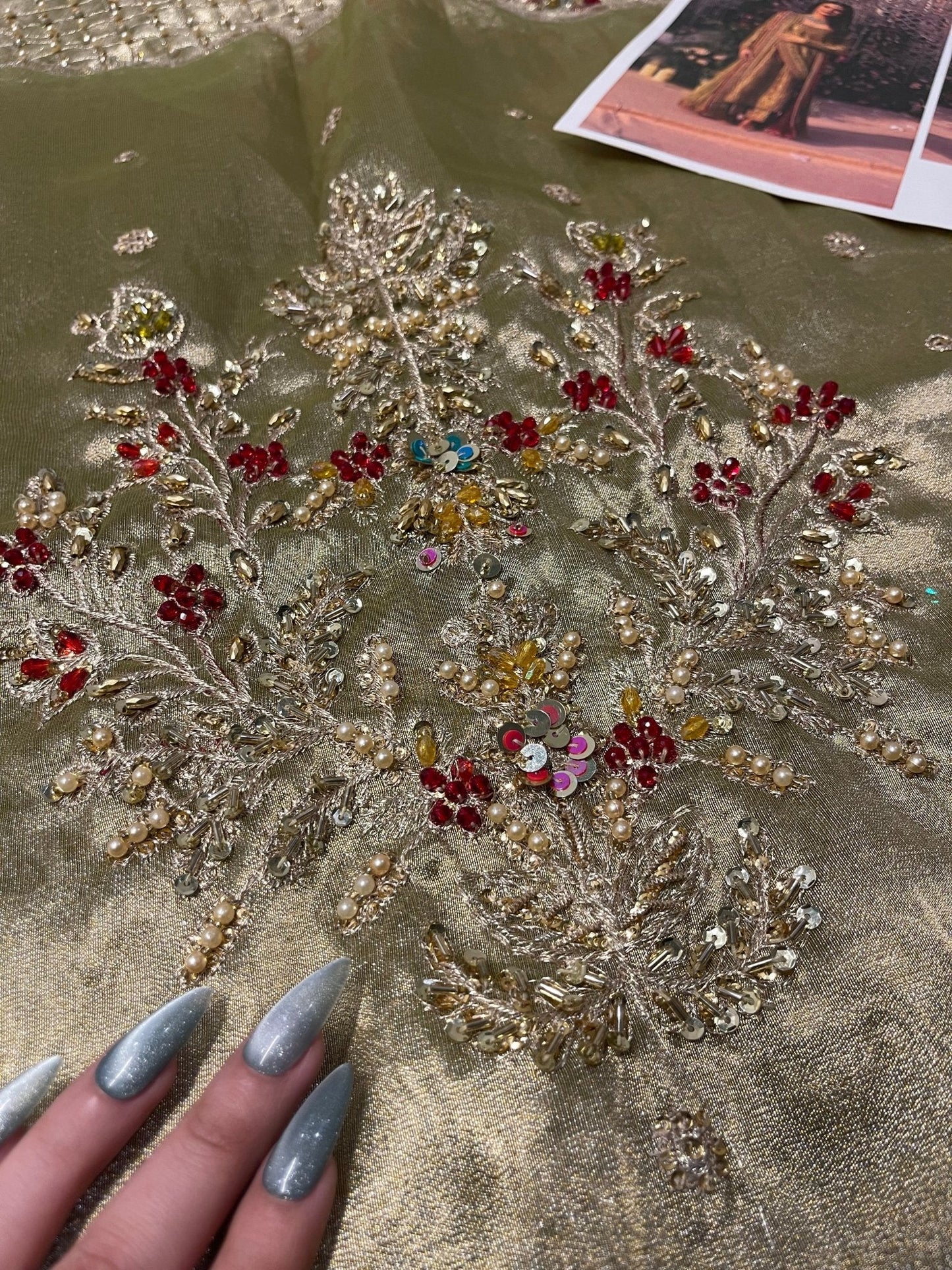 Haris Shakeel – Pistachio Style, embroidery and fabric detail 8