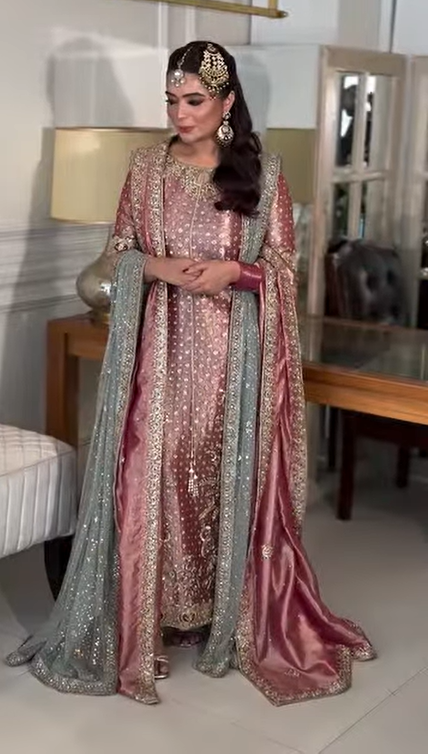 Haris Shakeel – Safeera Style (2 Dupattas) — rose peach and sage reference view 2