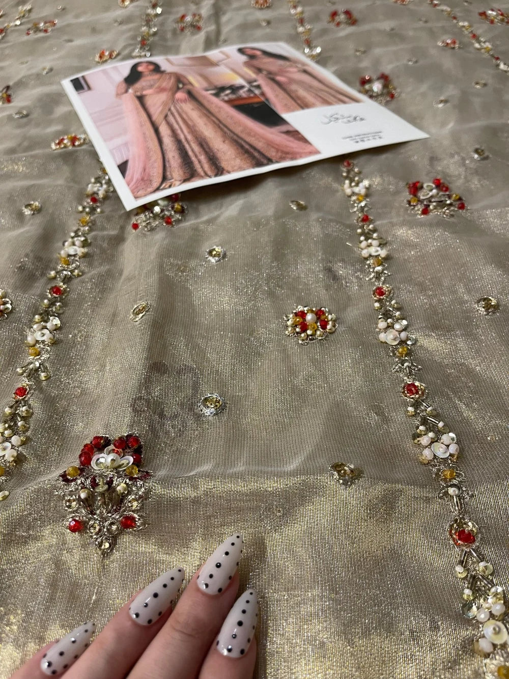 Haris Shakeel – Sahar Blue Style, embroidered border with design reference card