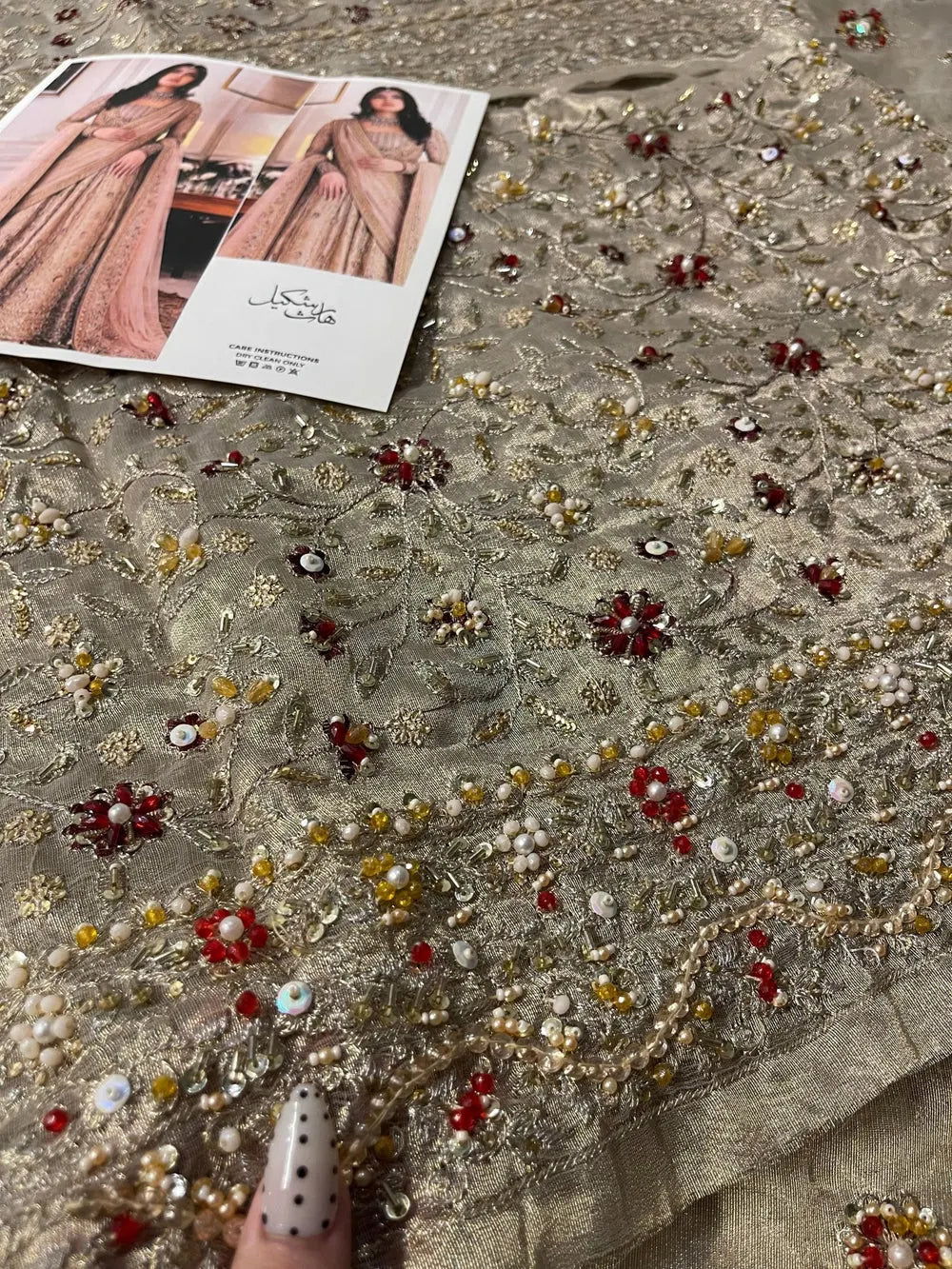 Haris Shakeel – Sahar Blue Style, sequin and mirror work close-up