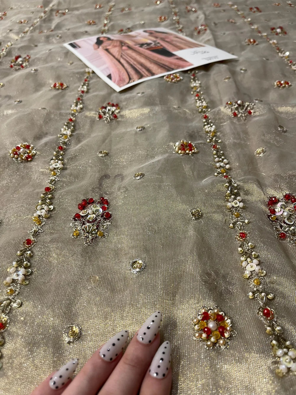 Haris Shakeel – Sahar Blue Style, floral embroidery close-up