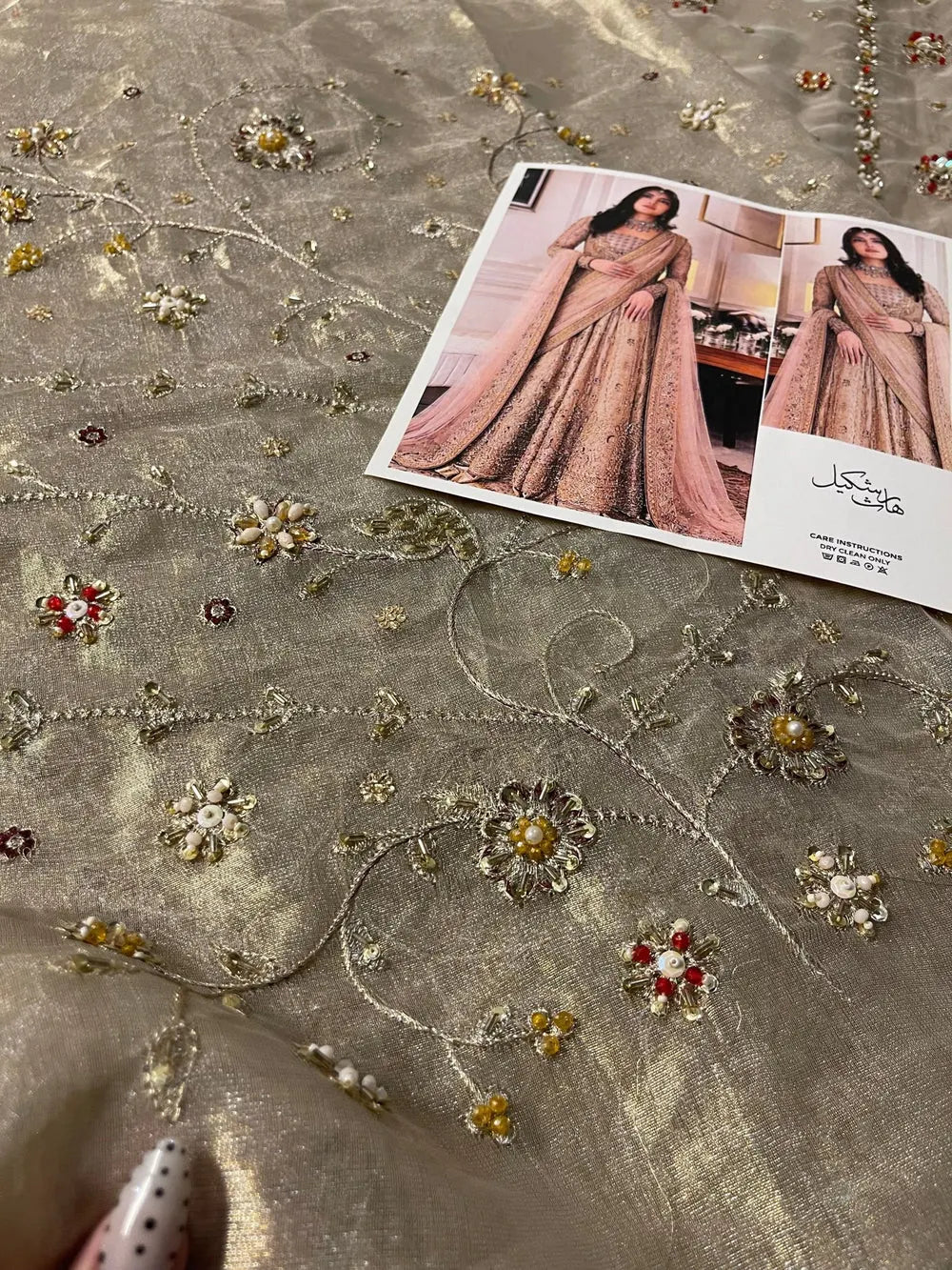Haris Shakeel – Sahar Blue Style, embroidered fabric with design reference card
