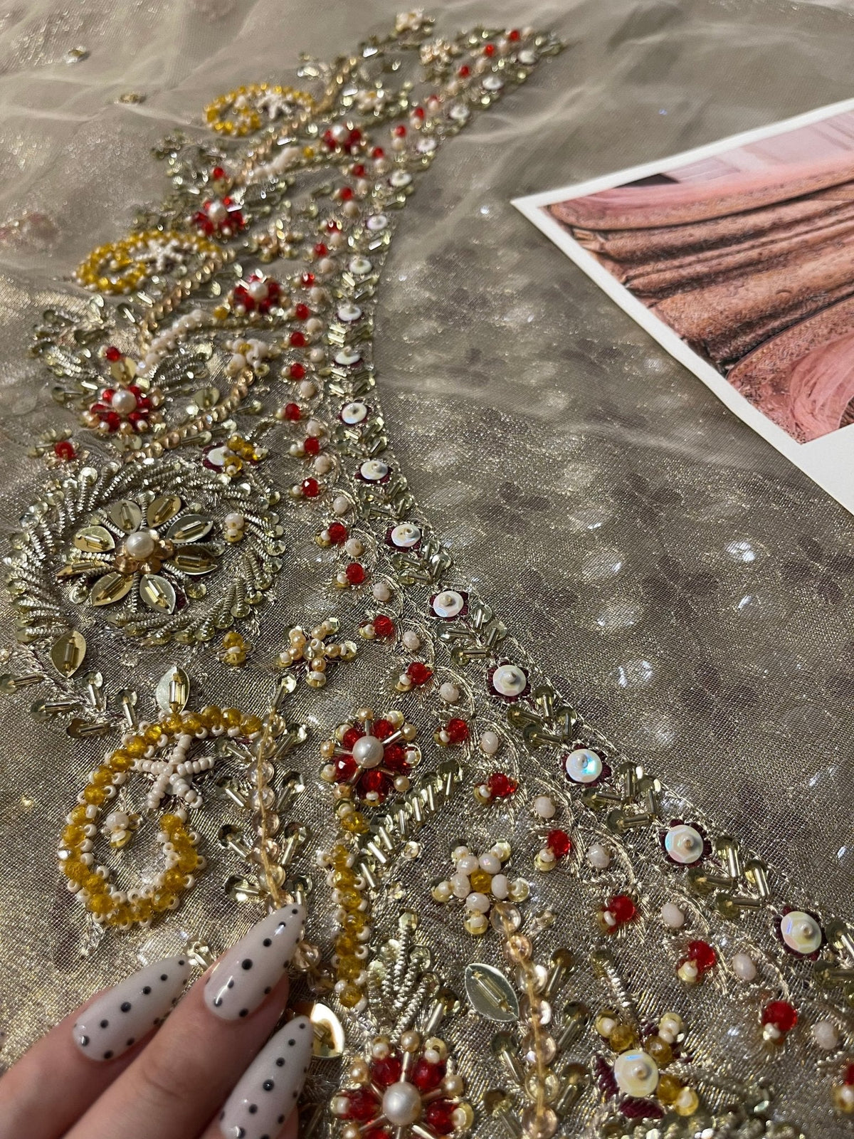 Haris Shakeel – Sahar Blue Style, embroidery and fabric detail 2