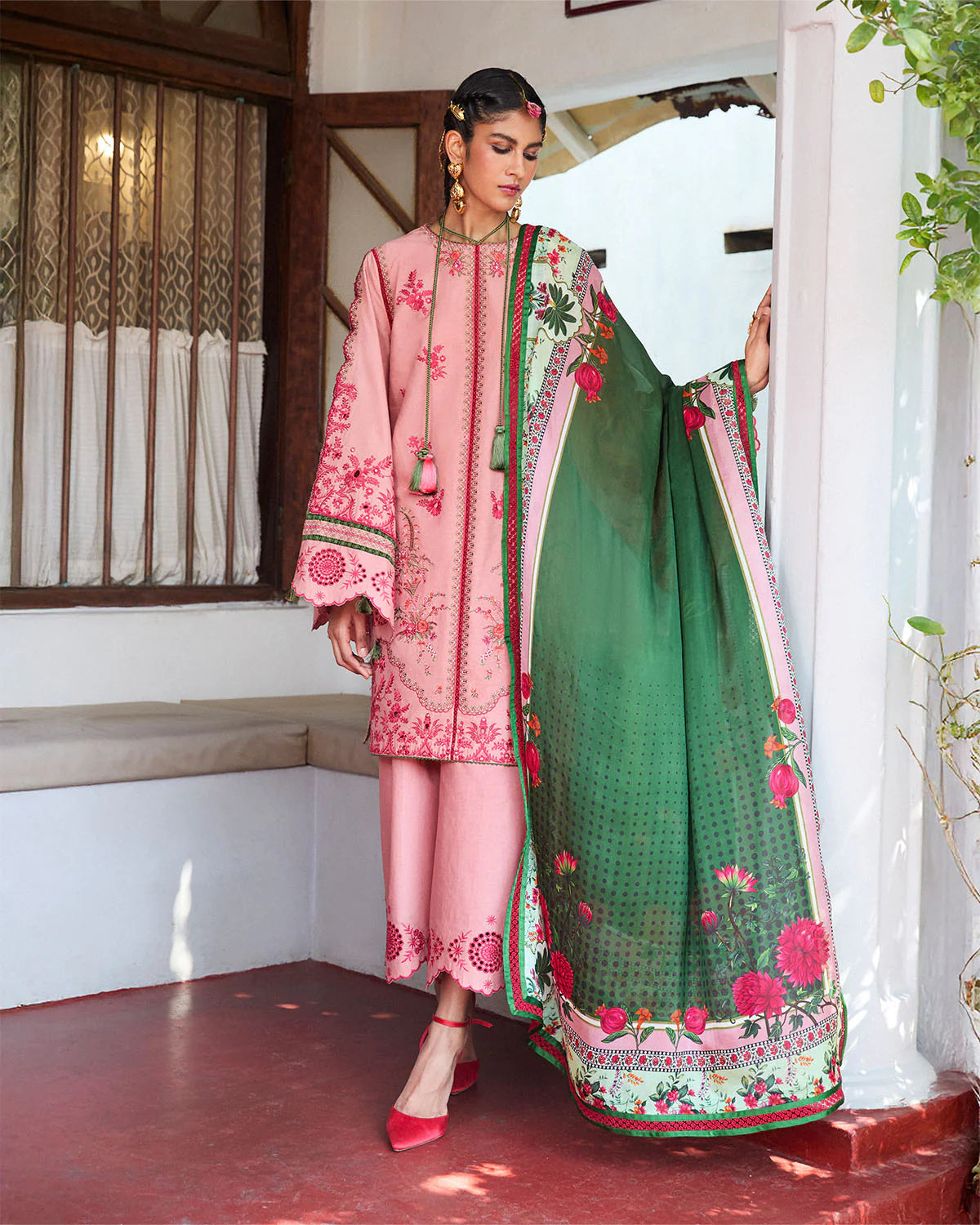 Hussain Rehar Pink and Sea Green Style by Mairaz