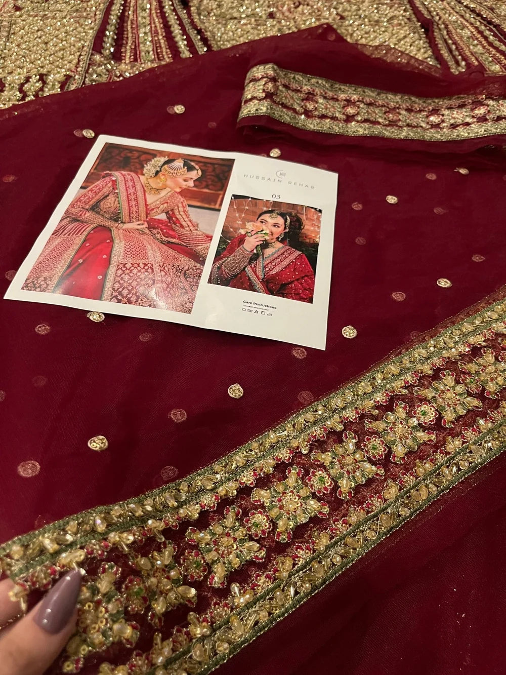 Hussain Rehar – Sarang Style, velvet border and embroidery detail