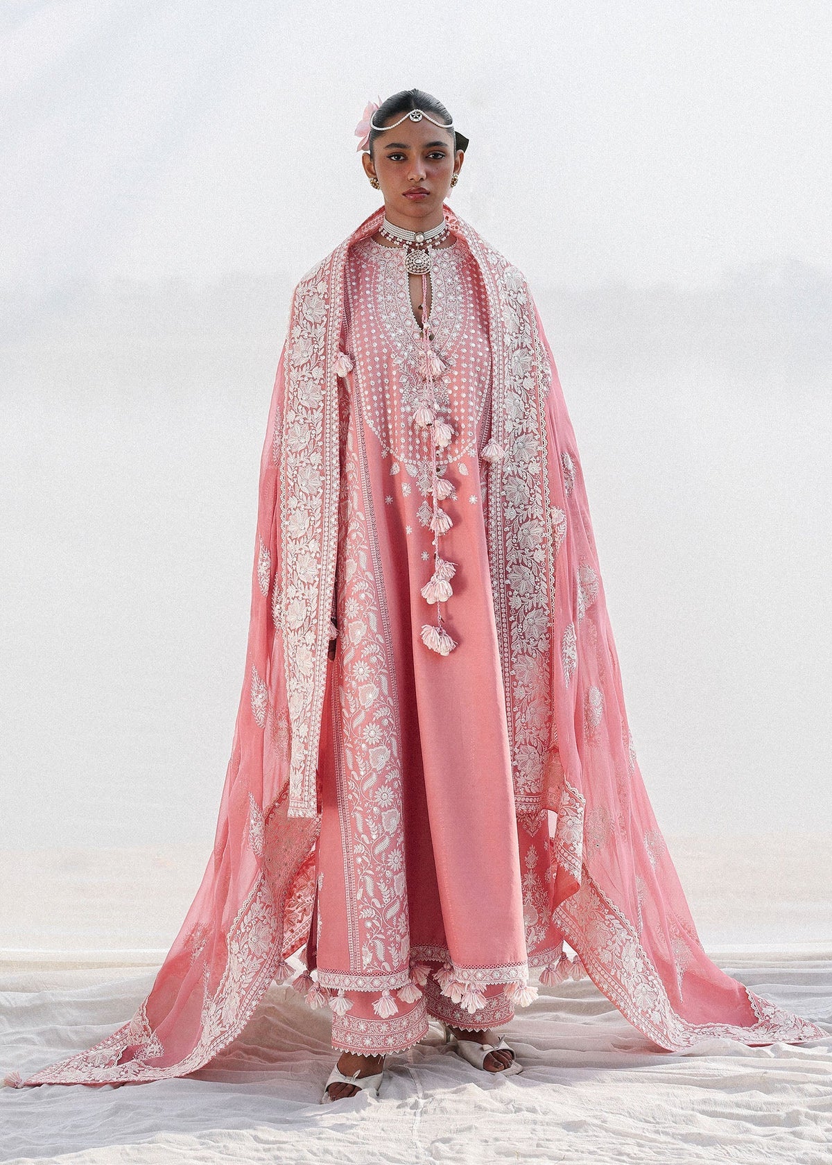 Hussain Rehar Sorti Style light pink lawn suit front view