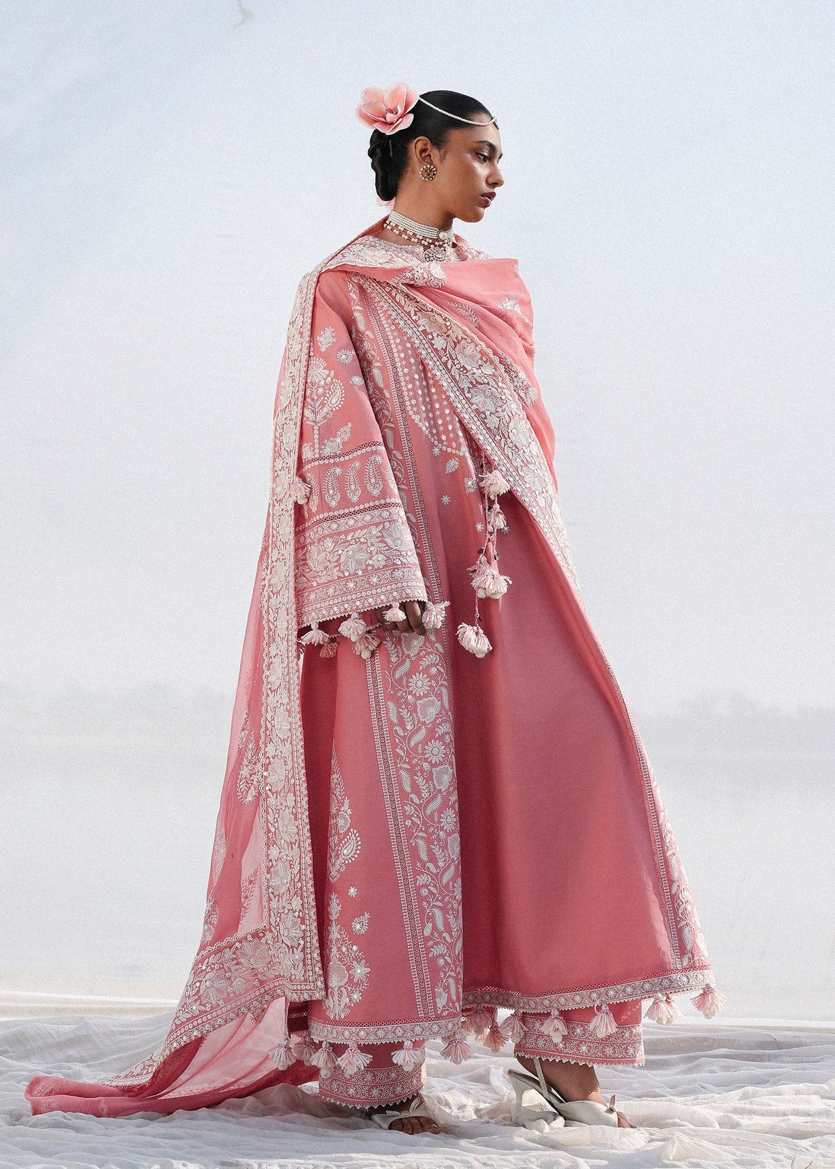 Hussain Rehar Sorti Style light pink lawn suit view 2