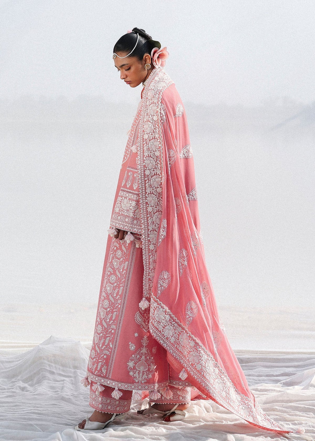 Hussain Rehar Sorti Style light pink lawn suit view 6
