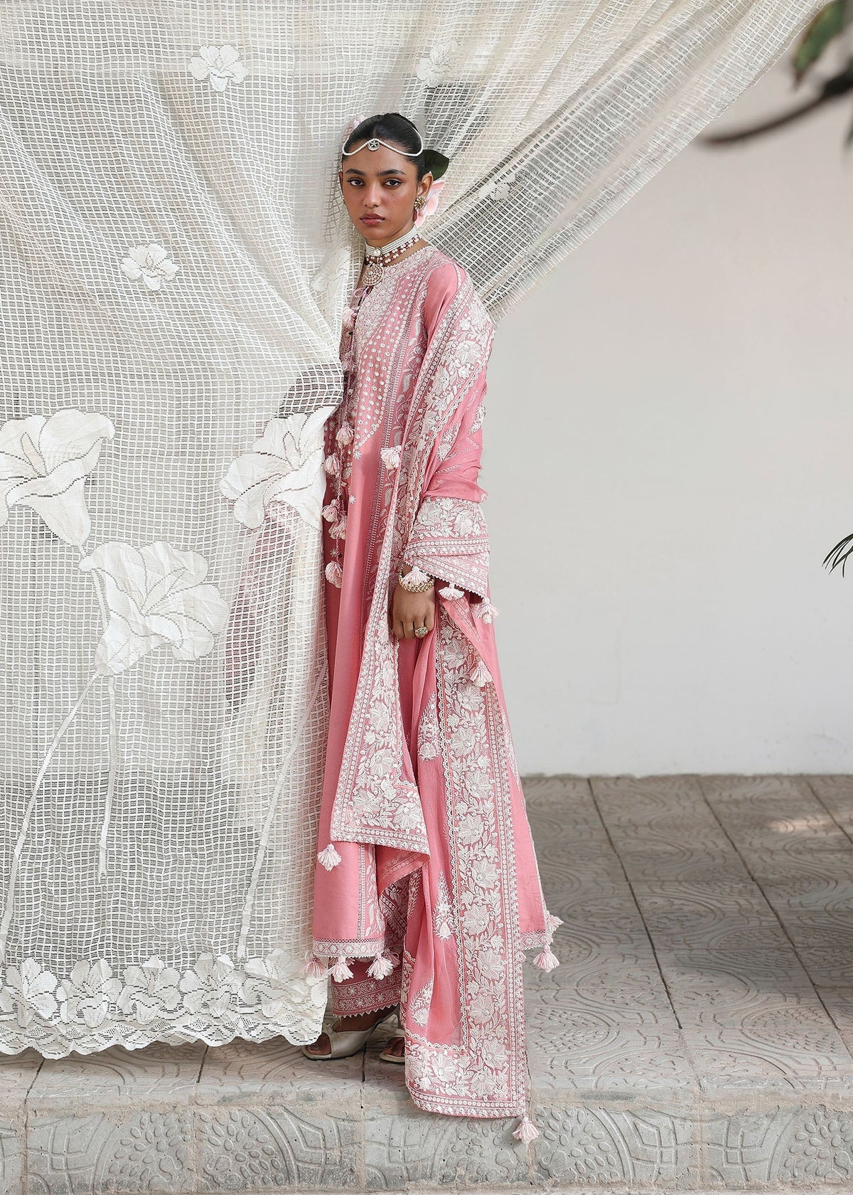 Hussain Rehar Sorti Style light pink lawn suit view 7