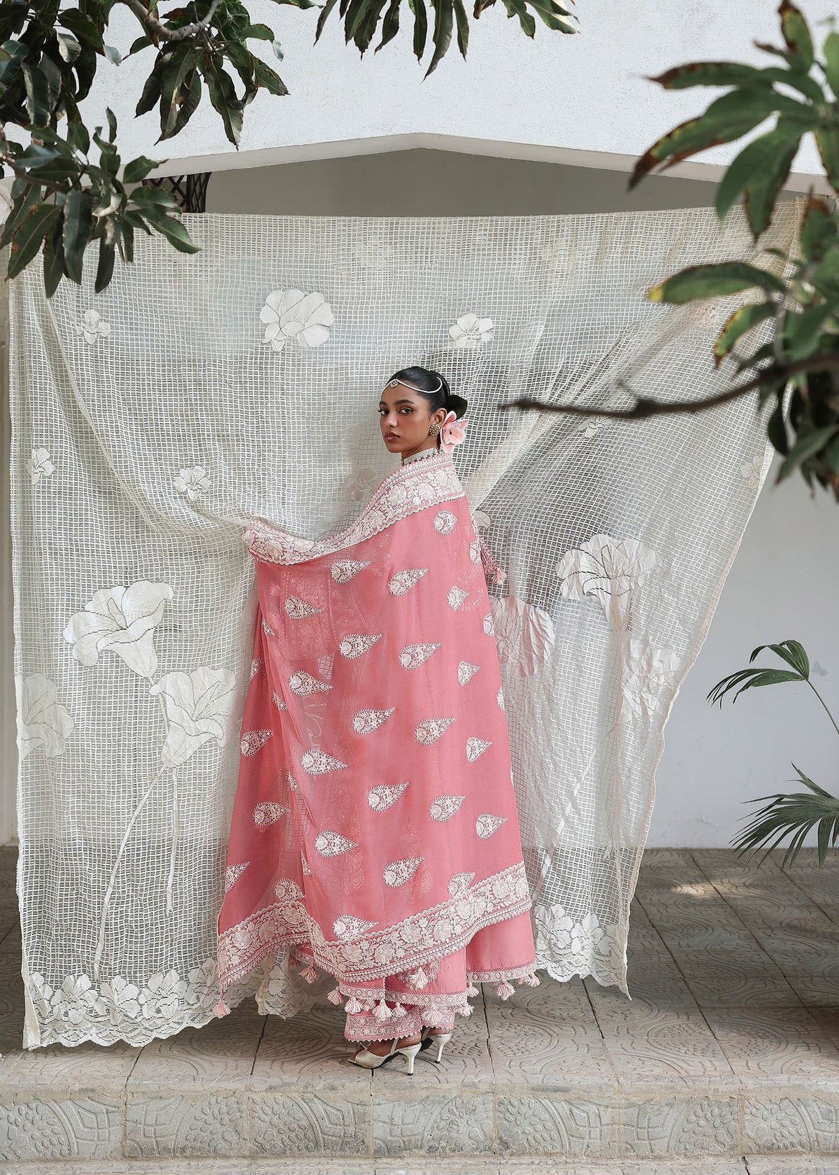 Hussain Rehar Sorti Style light pink lawn suit view 8