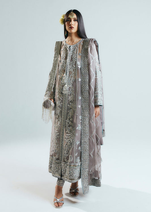 Hussain Rehar Valora Style grey organza formal reference view 1