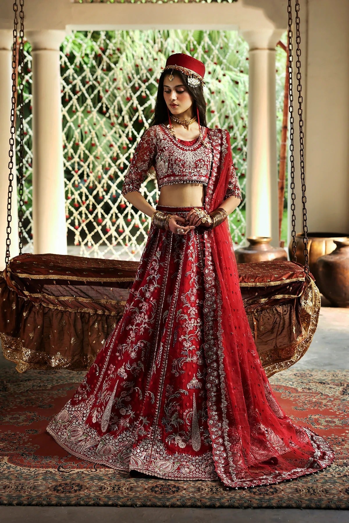 Afrozeh Sheen Style — Mairaz Red Three-Piece Suit