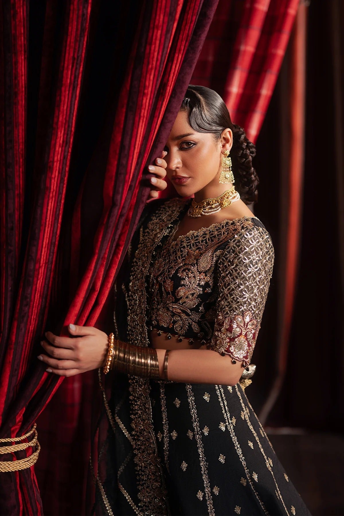 Afrozeh Gulraiz Style — Mairaz Black Wedding Maxi