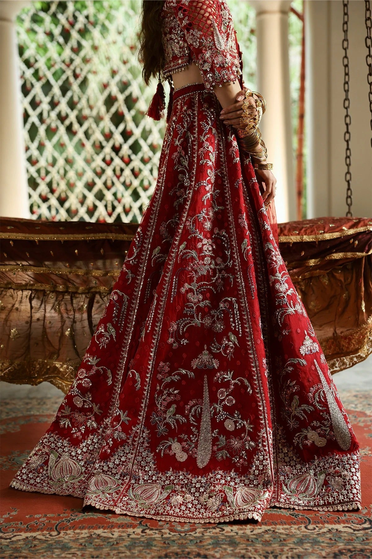 Afrozeh Sheen Style — Mairaz Red Three-Piece Suit