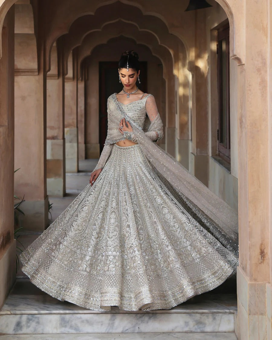 Cammi Style — Mairaz White Net Lehenga