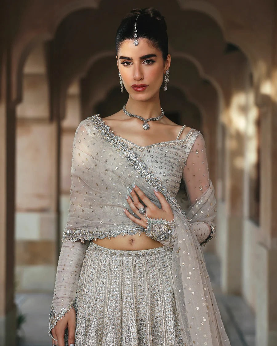 Cammi Style — Mairaz White Net Lehenga